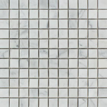 1 x 1 Polished Bianco Carrara Marble Mosaic Tile.