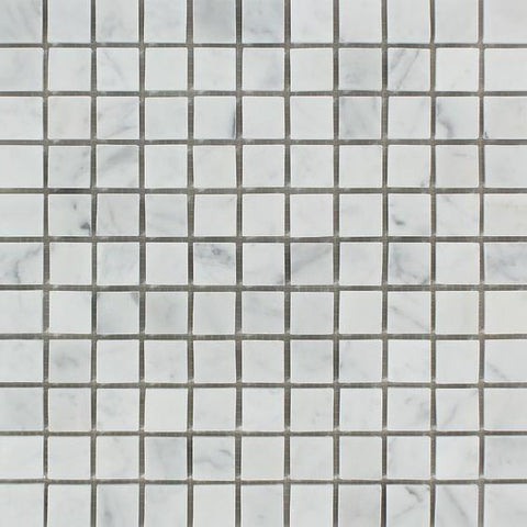 1 x 1 Polished Bianco Carrara Marble Mosaic Tile.
