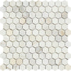 1 x 1 Polished Calacatta Gold Marble Hexagon Mosaic Tile.