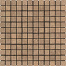 1 x 1 Tumbled Noce Travertine Mosaic Tile.