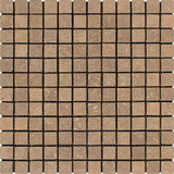 1 x 1 Tumbled Noce Travertine Mosaic Tile.