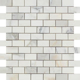 1 x 2 Honed Calacatta Gold Marble Brick Mosaic Tile.