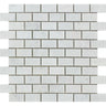 1 x 2 Honed Bianco Carrara Marble Brick Mosaic Tile.