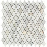 1 x 2 Honed Calacatta Gold Marble Diamond Mosaic Tile.
