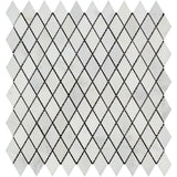 1 x 2 Honed Oriental White Marble Diamond Mosaic Tile.