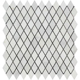 1 x 2 Polished Oriental White Marble Diamond Mosaic Tile.