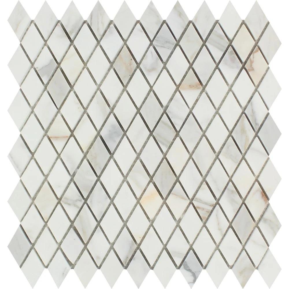 1 x 2 Polished Calacatta Gold Marble Diamond Mosaic Tile.