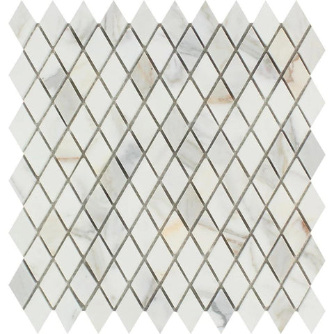 1 x 2 Polished Calacatta Gold Marble Diamond Mosaic Tile.