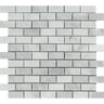 1 x 2 Polished Bianco Mare Marble Mosaic Tile.