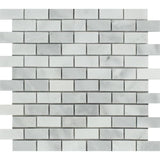 1 x 2 Polished Bianco Mare Marble Mosaic Tile.