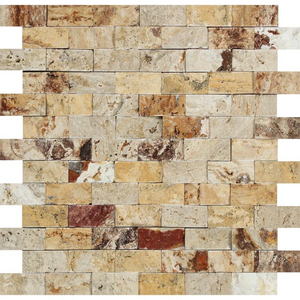 1 x 2 Split-faced Valencia Travertine Brick Mosaic Tile.