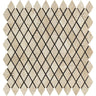 1 x 2 Tumbled Ivory Travertine Diamond Mosaic Tile.