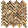 1 x 2 Tumbled Scabos Travertine Herringbone Mosaic Tile.