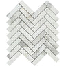 1 x 4 Honed Calacatta Gold Marble Herringbone Mosaic Tile.