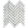 1 x 4 Honed Oriental White Marble Herringbone Mosaic Tile.