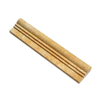 2 1/2 x 12 Honed Gold Travertine Double-Step Chair Rail Trim.