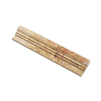 2 1/2 x 12 Honed Scabos Travertine Double-step Chair Rail Trim.