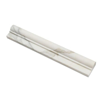 2 x 12 Honed Calacatta Gold Marble Single-Step Chair Rail.