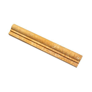 2 x 12 Honed Gold Travertine Single-Step Chair Rail Trim.