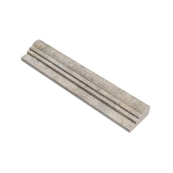2 x 12 Honed Silver Travertine Single-Step Chair Rail Trim.