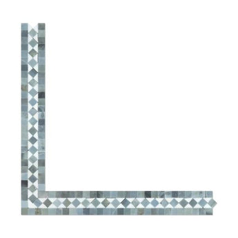 2 x 12 Honed Thassos White Marble BIAS Border w/ Blue-Gray Dots.