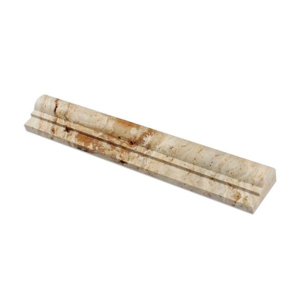 Stone Chair Rails 2 x 12 Honed Valencia Travertine Single-Step Chair Rail Trim ...