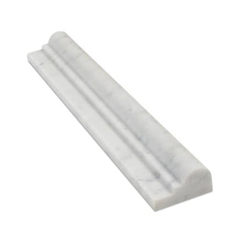 2 x 12 Polished Bianco Carrara Marble Single-Step Chair Rail Trim.