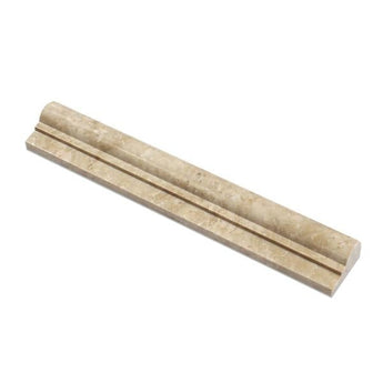2 x 12 Polished Cappuccino Marble Single-Step Chair Rail Trim.