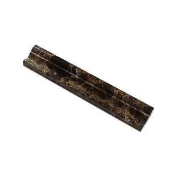 2 x 12 Polished Emperador Dark Marble Crown Molding.