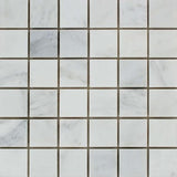2 x 2 Honed Oriental White Marble Mosaic Tile.