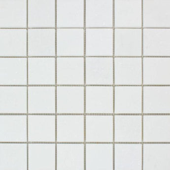 2 x 2 Honed Thassos White Marble Mosaic Tile.