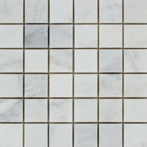 2 x 2 Polished Oriental White Marble Mosaic Tile.