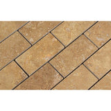 2 x 4 Honed Noce Travertine Brick Mosaic Tile.