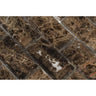 2 x 4 Polished Emperador Dark Marble Deep-Beveled Brick Mosaic Tile.
