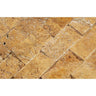 2 x 4 Split-faced Gold Travertine Brick Mosaic Tile.