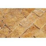 2 x 4 Split-faced Gold Travertine Brick Mosaic Tile.