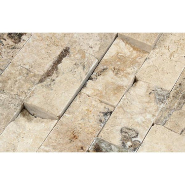 2 x 4 Split-faced Philadelphia Travertine Brick Mosaic Tile.