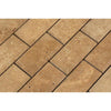 2 x 4 Tumbled Noce Travertine Deep-Beveled Brick Mosaic Tile.