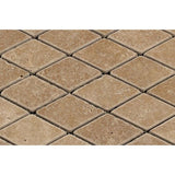 2 x 4 Tumbled Noce Travertine Diamond Mosaic Tile.