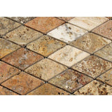 2 x 4 Tumbled Scabos Travertine Diamond Mosaic Tile.
