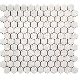 MARBELLA Carrarra Hex 1x1 polished Bianco Carrara Mosaic Tile.