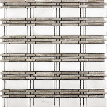MARBELLA SEVILLE Eastern White / Wooden Gray Mosaic Tile.