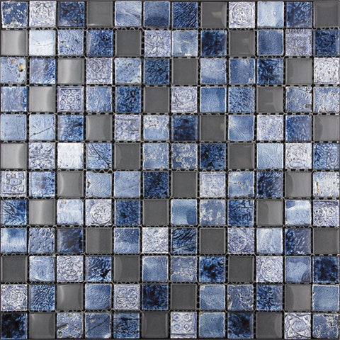 INKA STEEL BLUE glass, resin, stone Mosaic Tile.