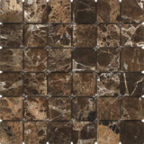 2 x 2 Tumbled Emperador Dark Marble Mosaic Tile.
