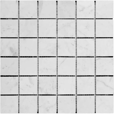 White Carrara Marble 2x2 Honed Mosaic Tile.