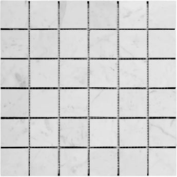 White Carrara Marble 2x2 Polished Mosaic Tile.