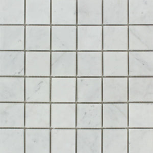 2 x 2 Honed Bianco Carrara Marble Mosaic Tile.