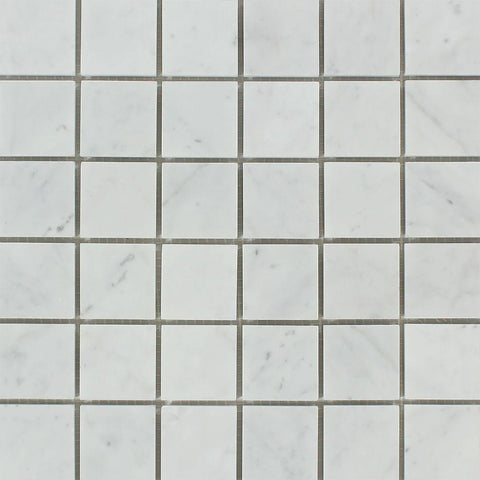 2 x 2 Honed Bianco Carrara Marble Mosaic Tile.