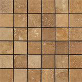 2 x 2 Honed Noce Travertine Mosaic Tile.