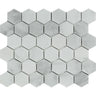 2 x 2 Honed Bianco Mare Marble Hexagon Mosaic Tile.